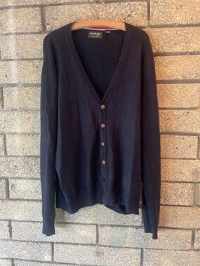 G-Mac By Kartel Navy Button-Up Cardigan Size L Cotton-Blend Textured Knit